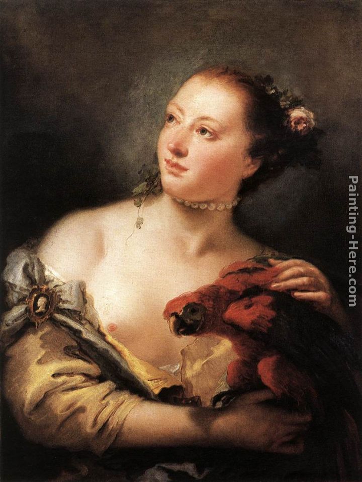 Woman with a Parrot painting - Giovanni Battista Tiepolo Woman with a Parrot art painting